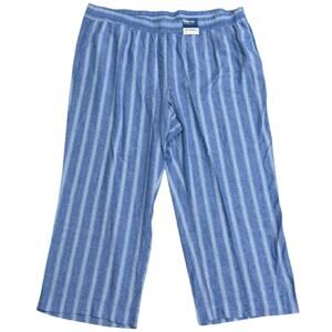 NWT Old Navy Womens High Rise Linen Pants Plus Size 3X Wide Leg Blue Striped 3XL